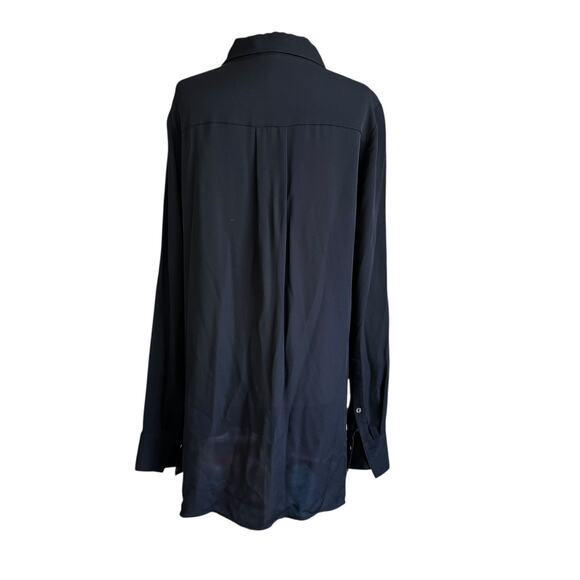 Vince Black Silk Collared Long Sleeve Shirt Women's Top Size 12 | 5-30 - Picture 2 of 6